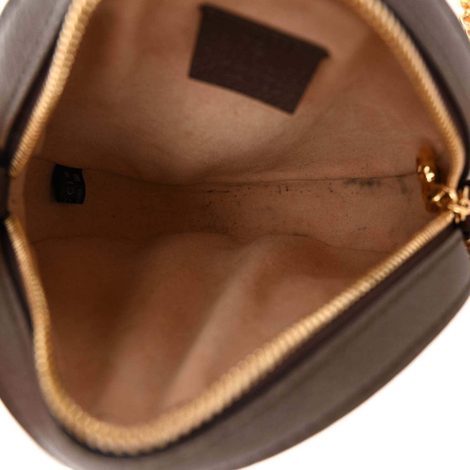 Gucci GG Supreme Monogram Web Mini Ophidia Round Shoulder Bag Brown 6 of 9