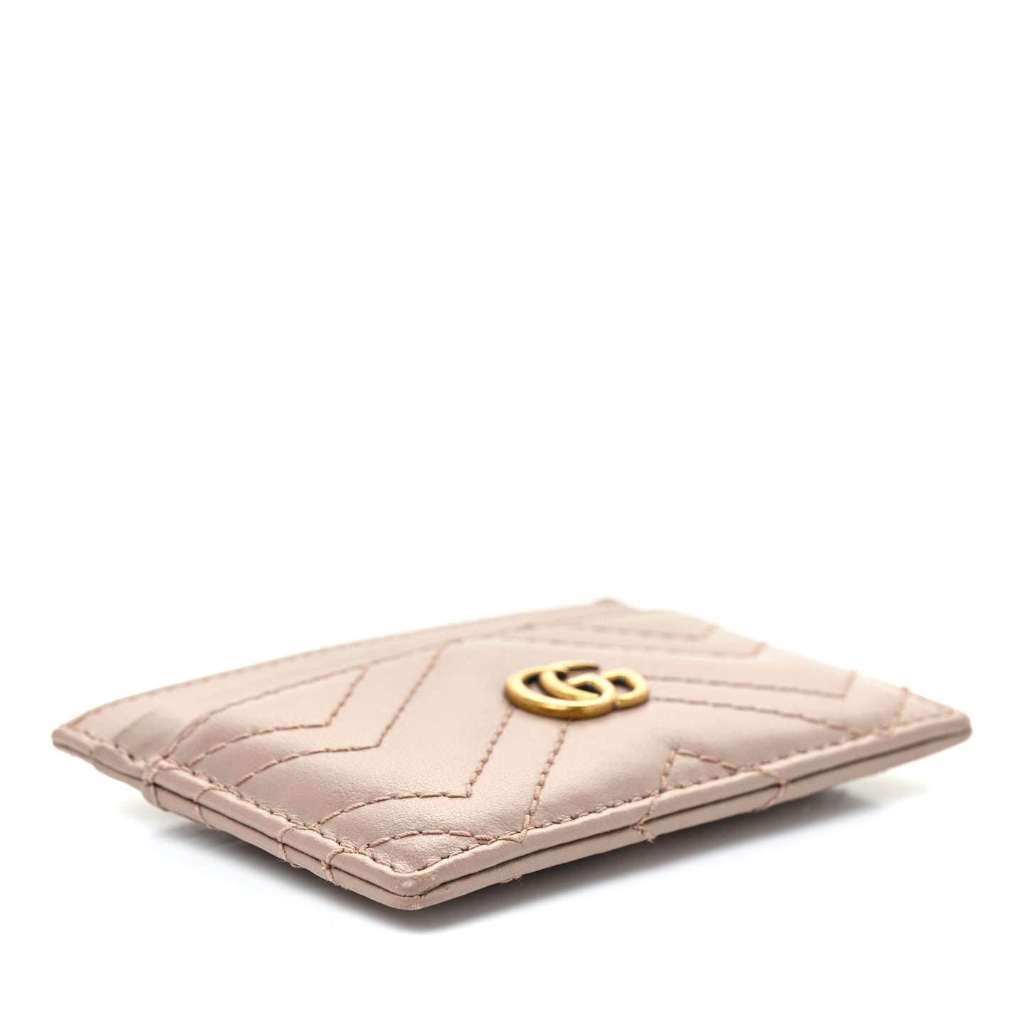 Calfskin Matelasse GG Marmont Card Holder Porcelain Rose