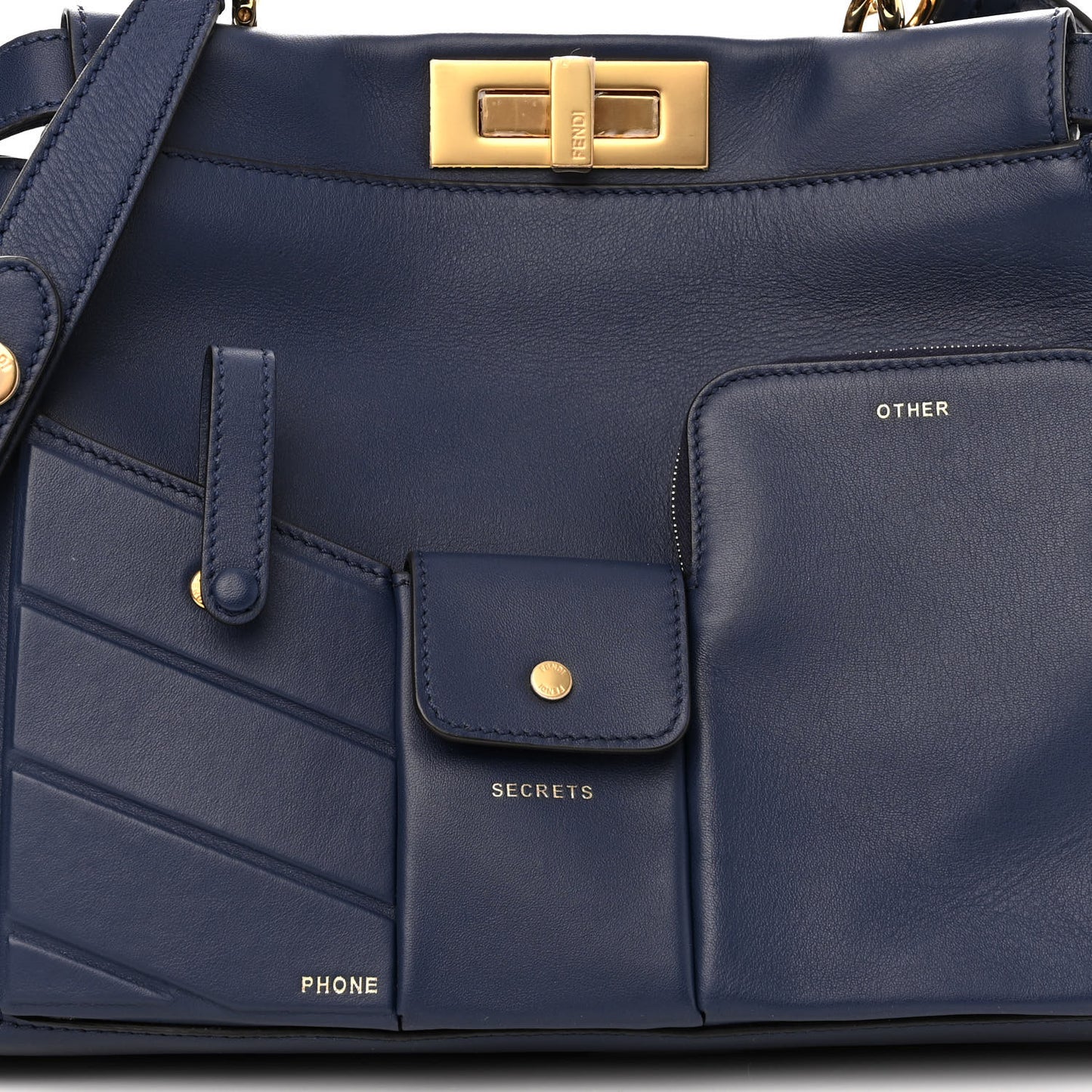 Vitello Seta Shiny Nappa Medium 3 Pocket Peekaboo Iconic Satchel Blueberry