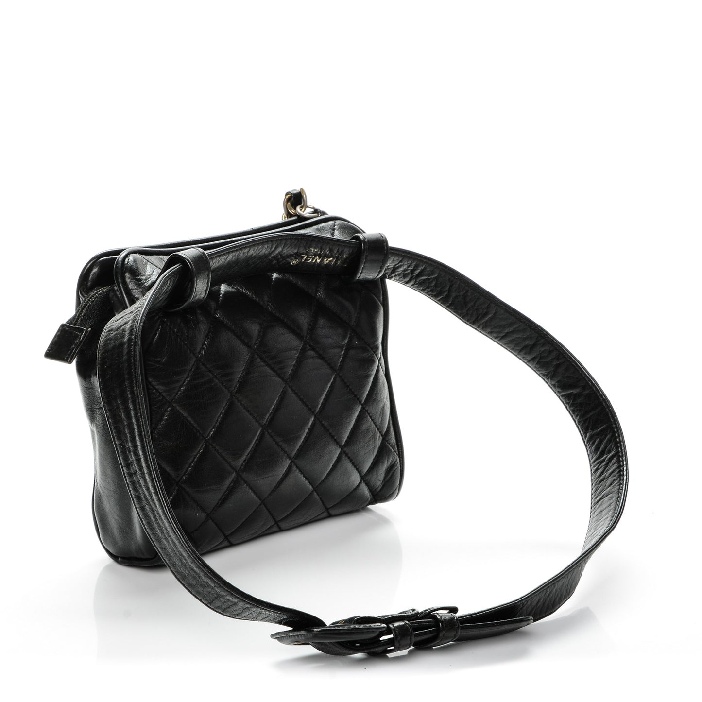 Lambskin Quilted Waist Belt Bag 75 30 Black