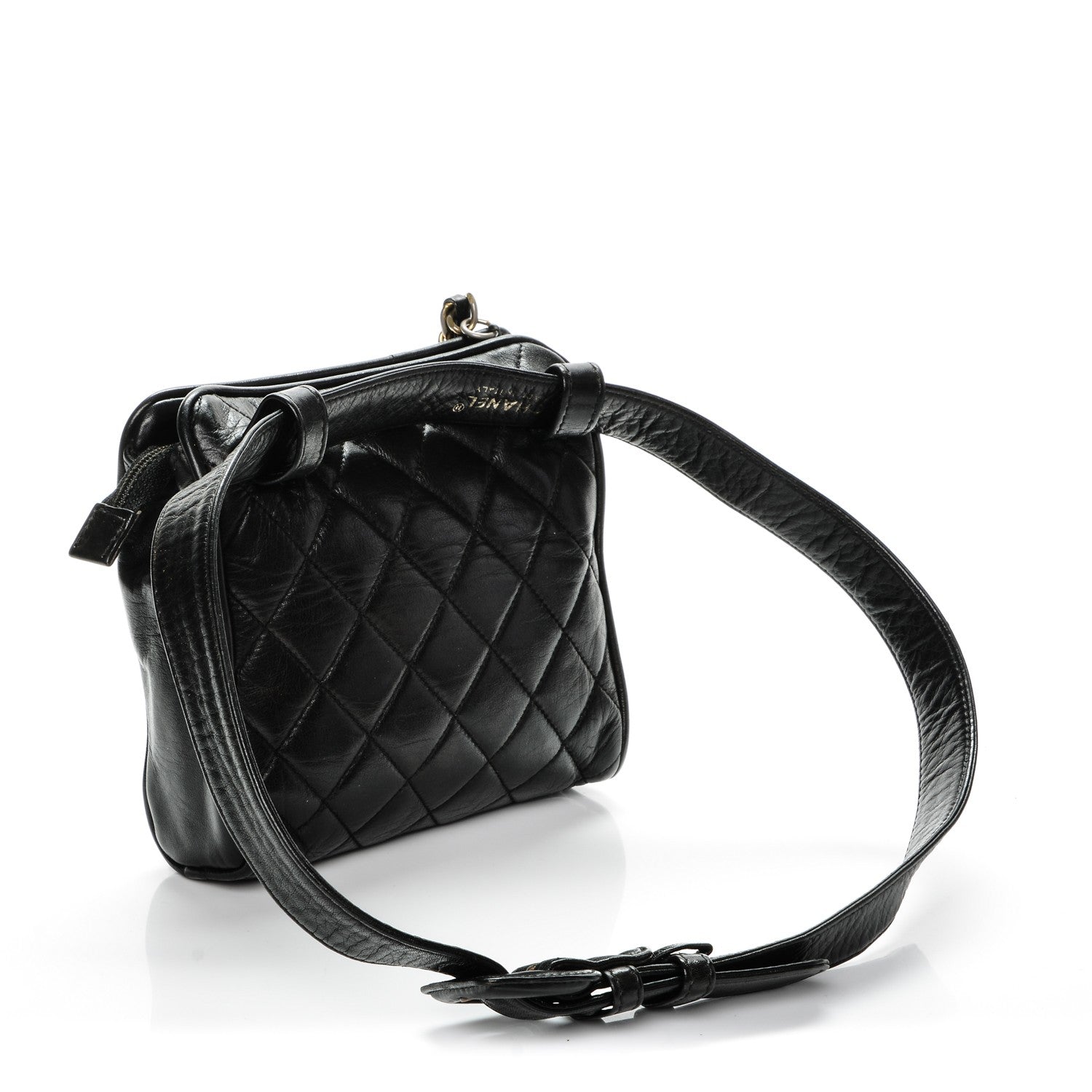 Chanel Lambskin Quilted Waist Belt Bag 75 30 Black 3 of 9