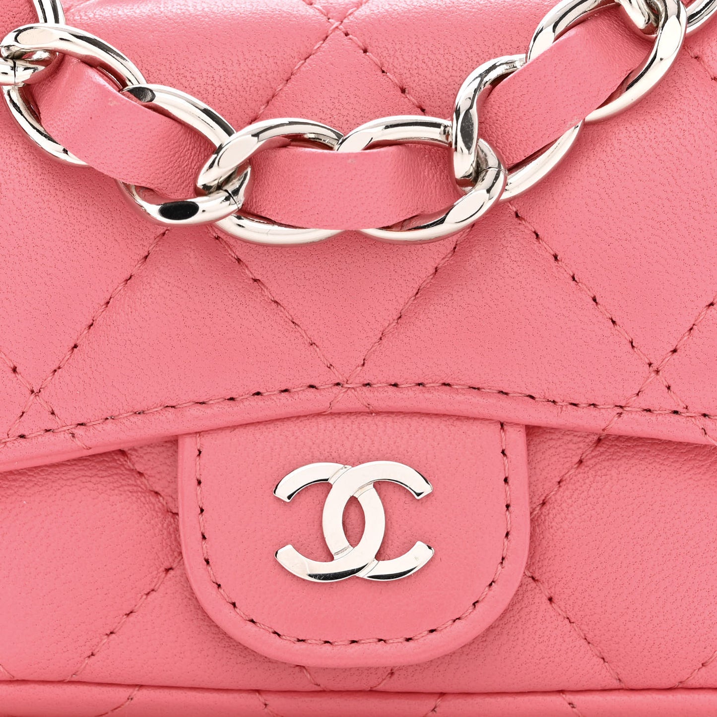 Lambskin Quilted Mini Chain Belt Bag Pink