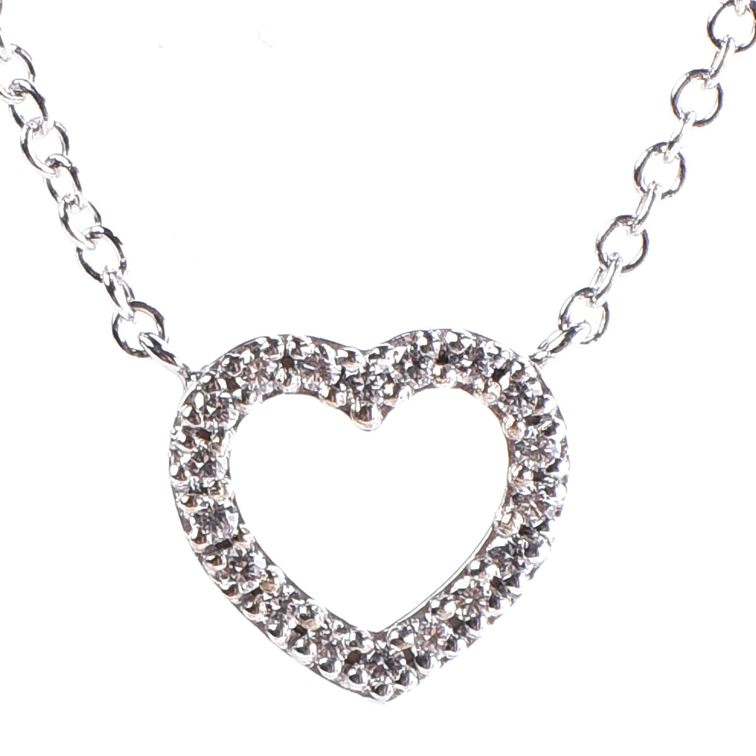 Tiffany 18K White Gold Diamond Metro Heart Pendant Necklace 4 of 8