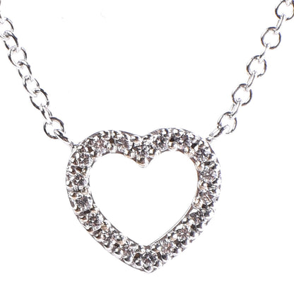 Tiffany 18K White Gold Diamond Metro Heart Pendant Necklace 4 of 8