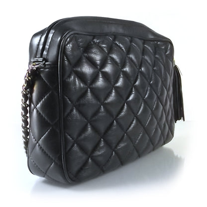 Chanel Vintage Quilted Lambskin Tassel Camera Case Black 3 of 9
