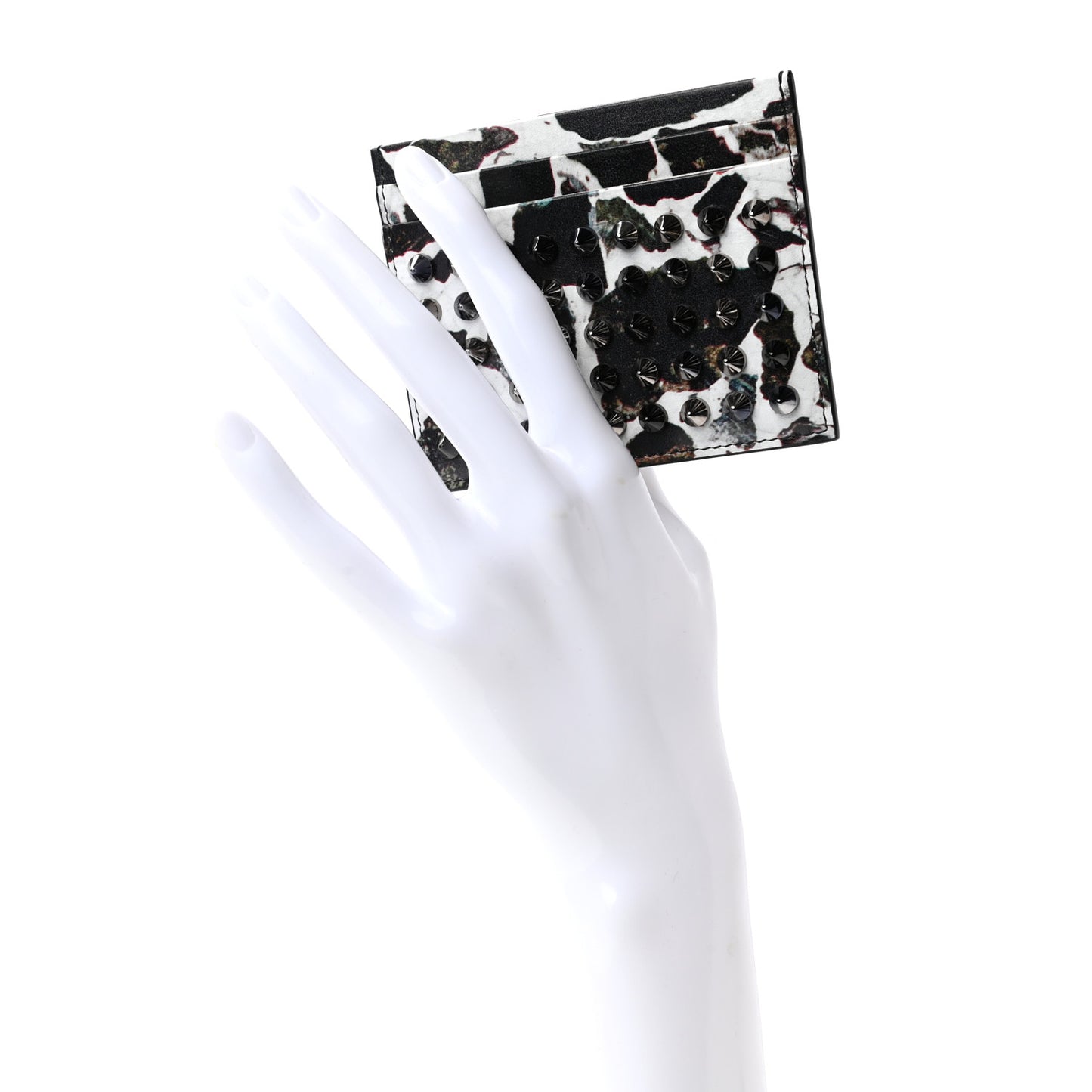 Calfskin Print Studded Card Holder