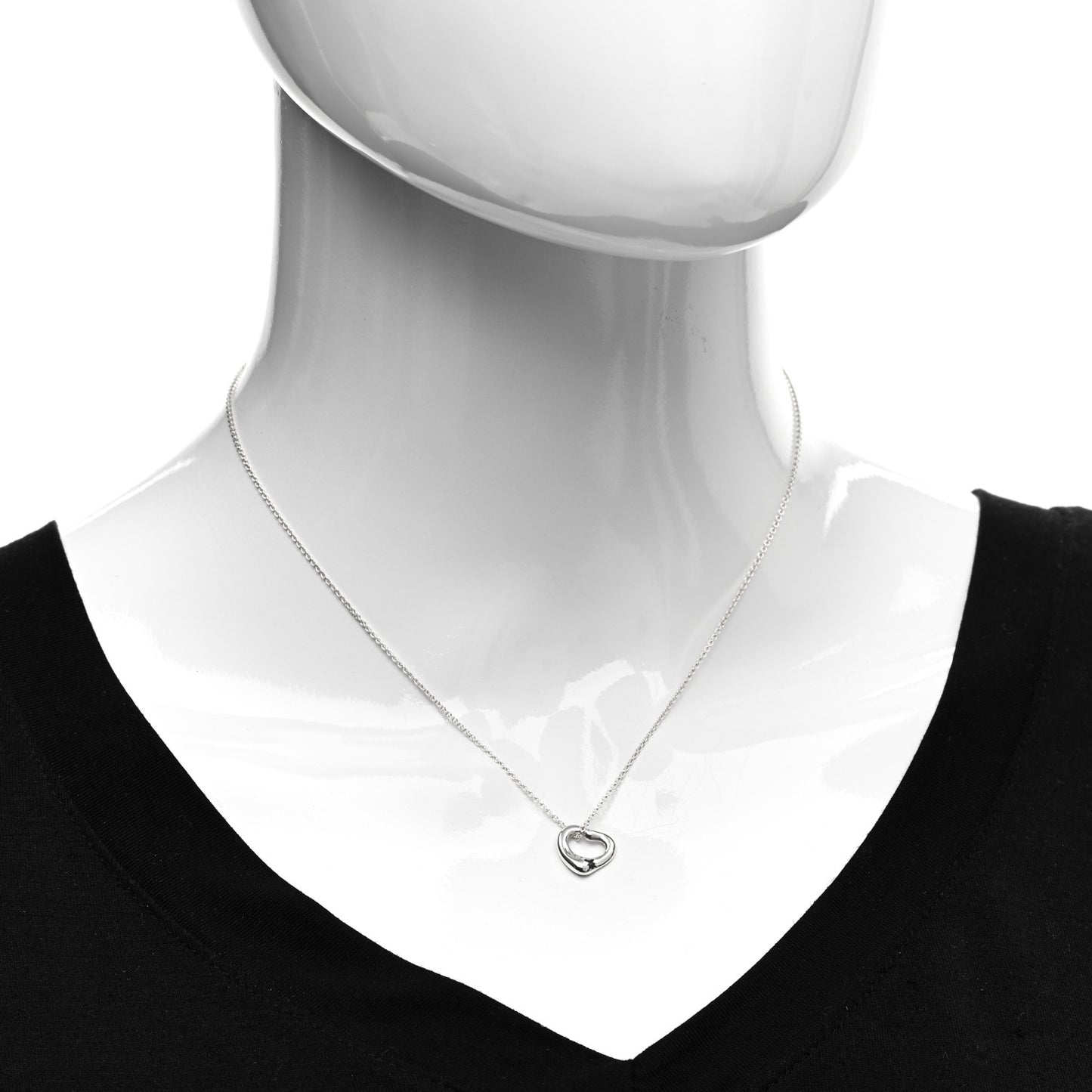 Sterling Silver 11mm Elsa Peretti Open Heart Pendant Necklace
