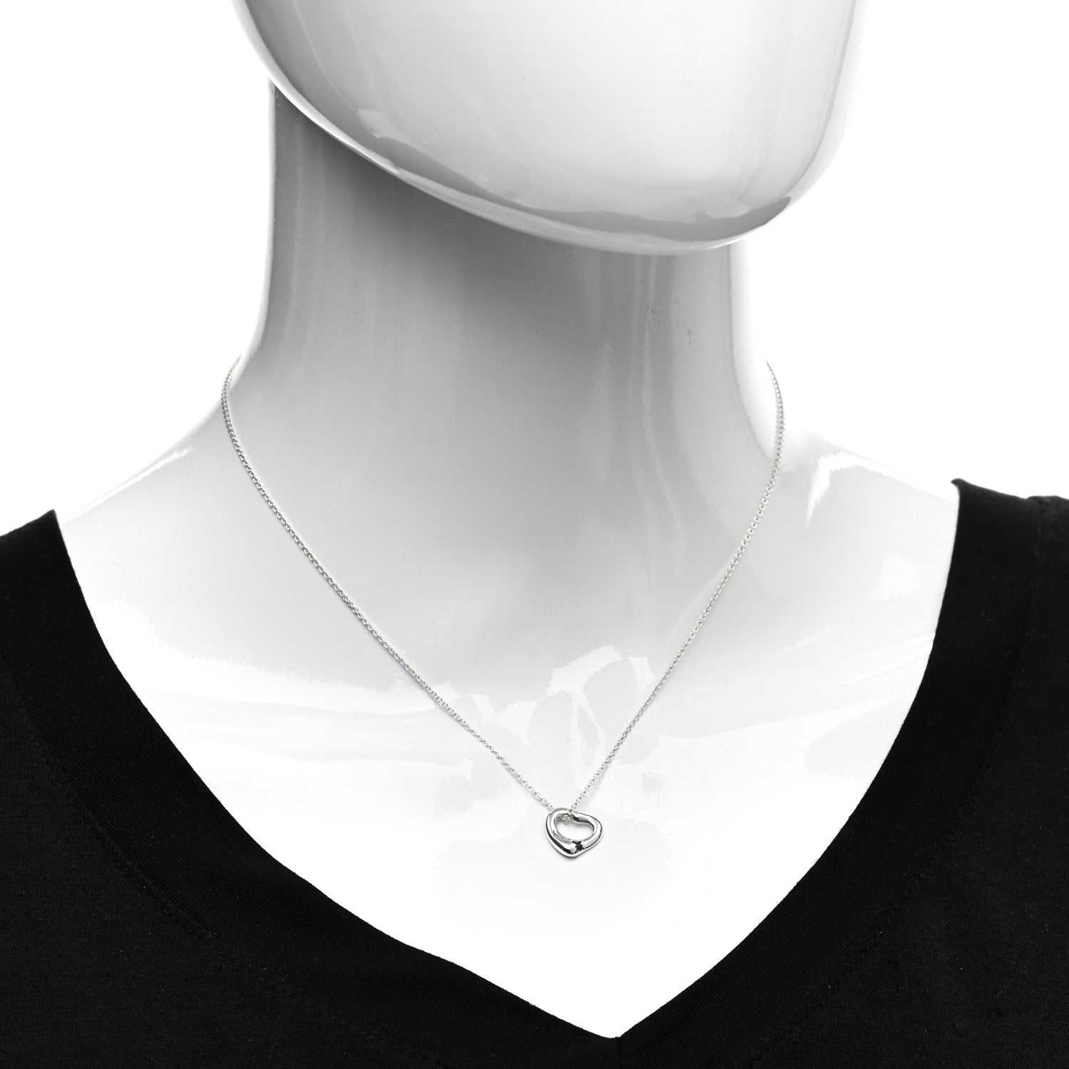 Tiffany Sterling Silver 11mm Elsa Peretti Open Heart Pendant Necklace 2 of 4