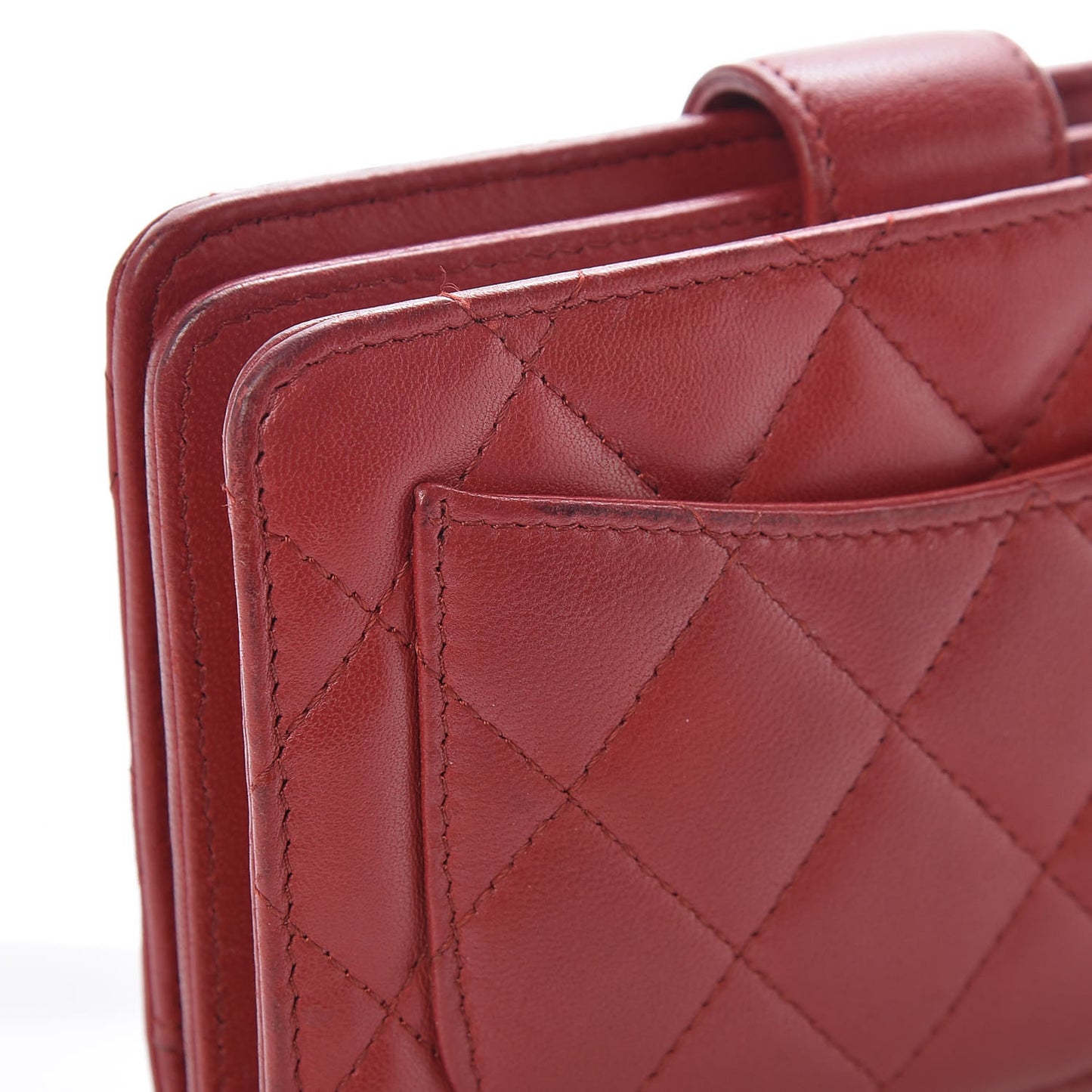Lambskin Quilted Zipped Pocket Wallet Red