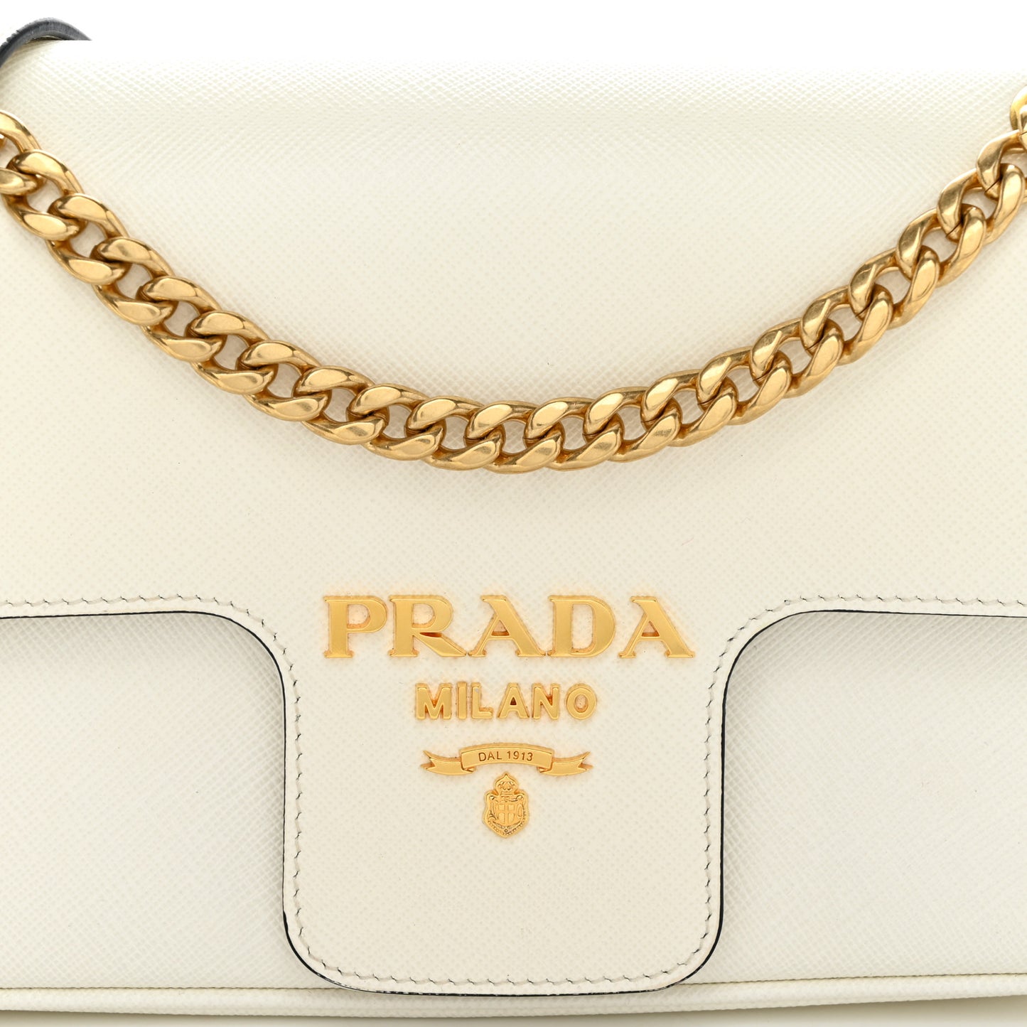 Saffiano Flap Shoulder Bag White