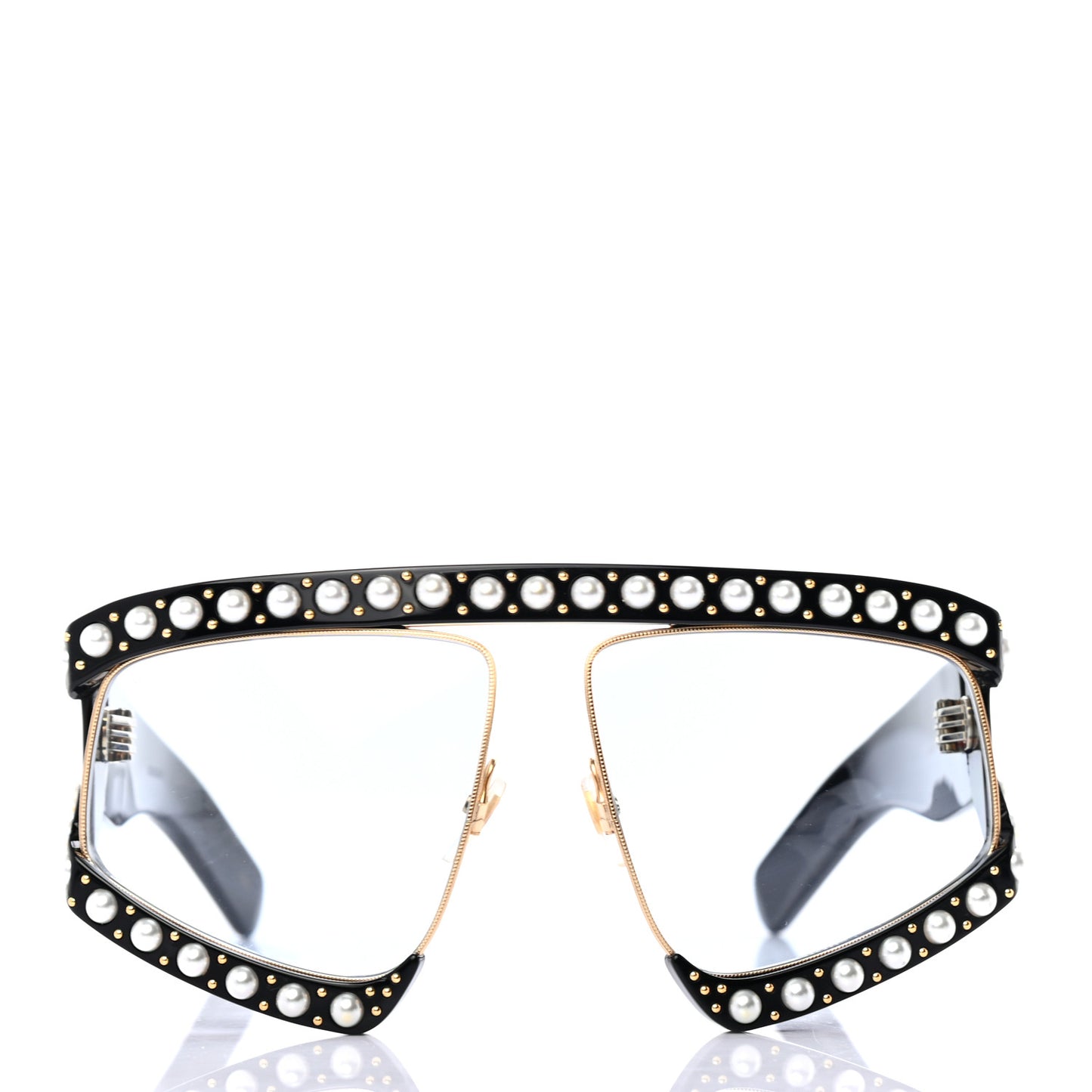 Acetate Pearl Rectangular Frame Sunglasses GG0234S Black