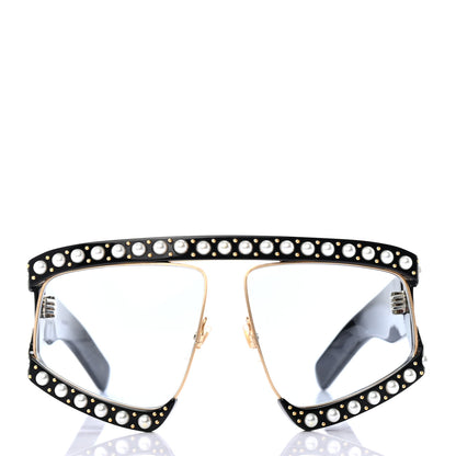 Gucci Acetate Pearl Rectangular Frame Sunglasses GG0234S Black 2 of 7