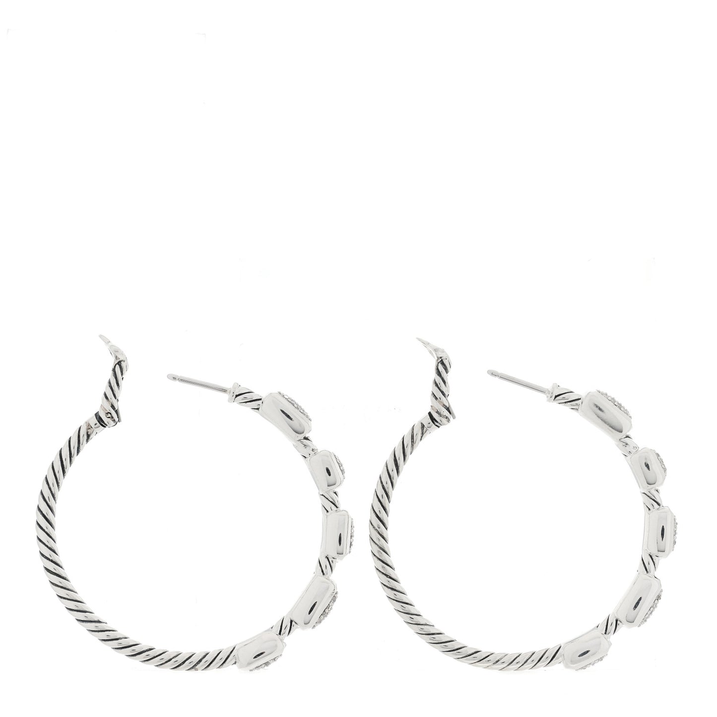 Sterling Silver Diamond Confetti Hoop Earrings