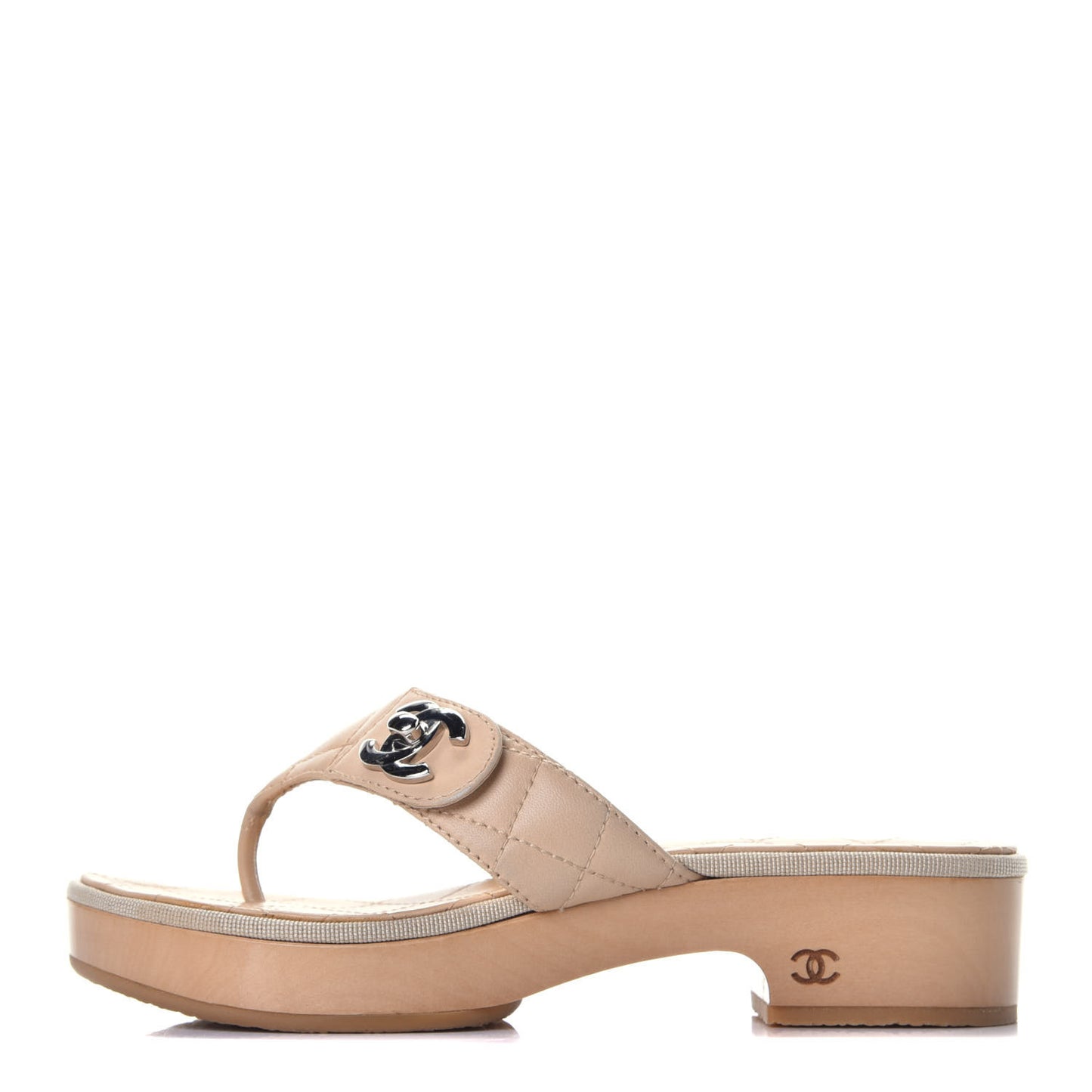 Lambskin Quilted CC Turnlock Sandals 37 Beige