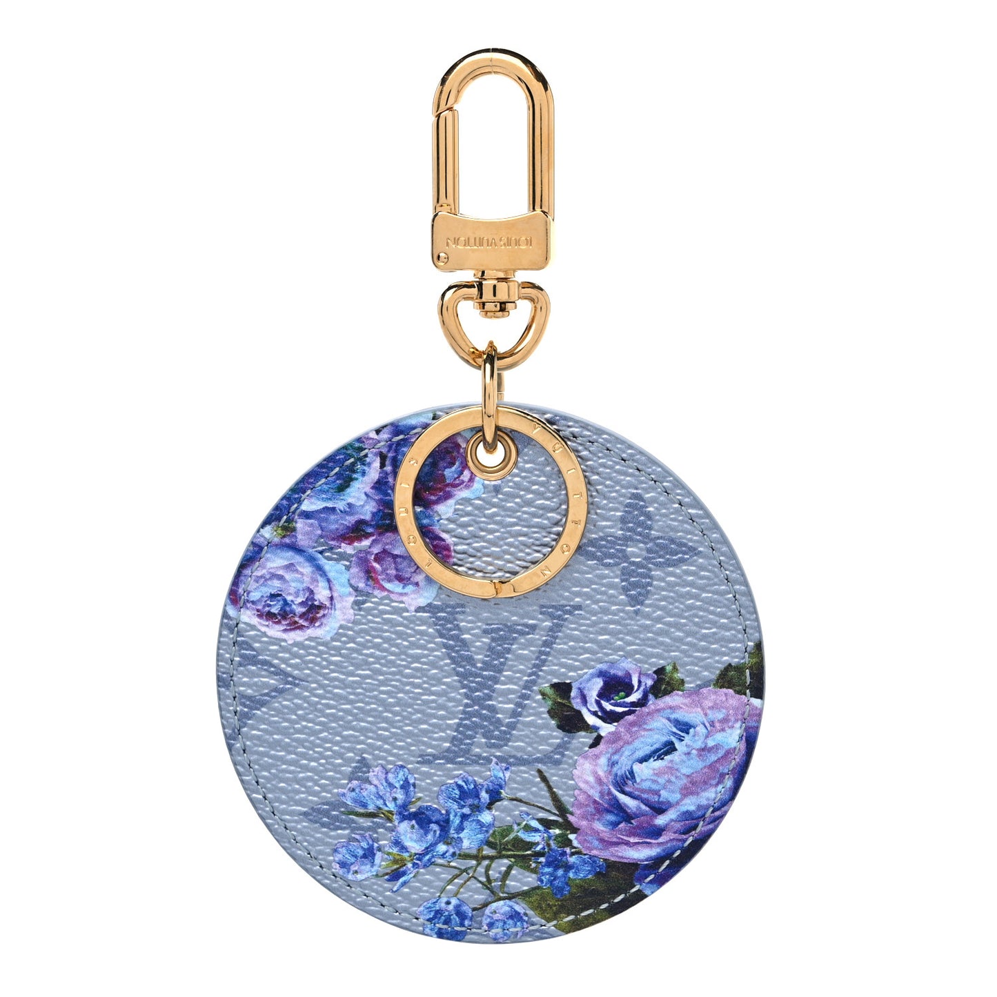 Metallic Monogram LV Garden Illustre Bag Charm Key Ring Blue