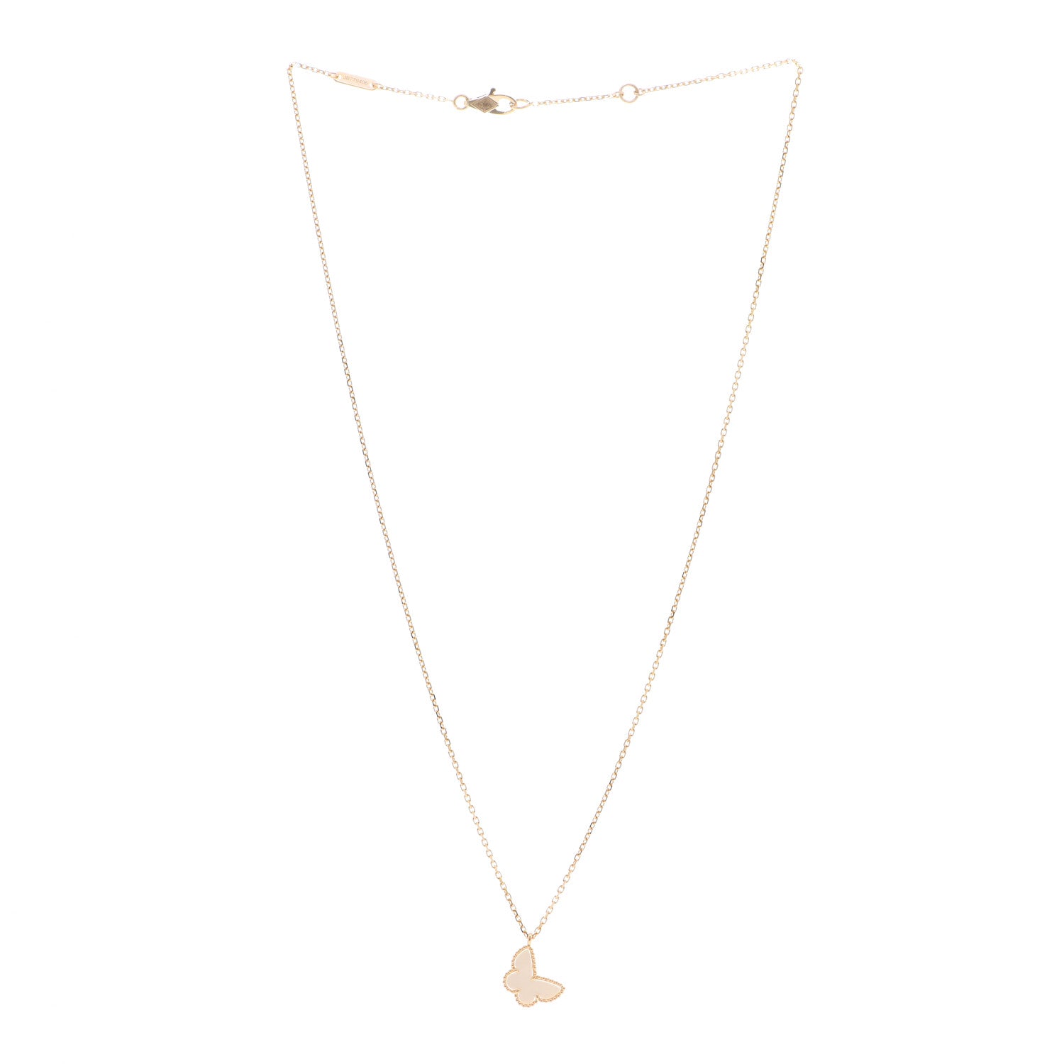 Van Cleef & Arpels 18K Yellow Gold Mother of Pearl Sweet Alhambra Butterfly Pendant Necklace 3 of 6