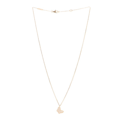 Van Cleef & Arpels 18K Yellow Gold Mother of Pearl Sweet Alhambra Butterfly Pendant Necklace 3 of 6