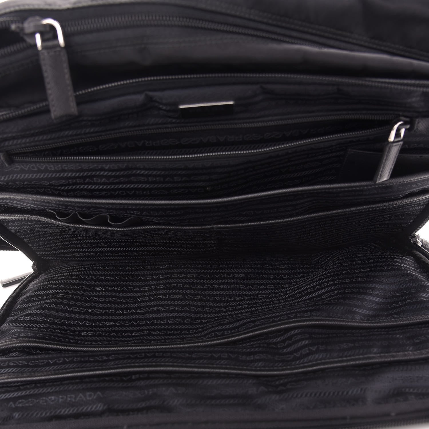 Prada Tessuto Nylon Saffiano Briefcase Black 8 of 11