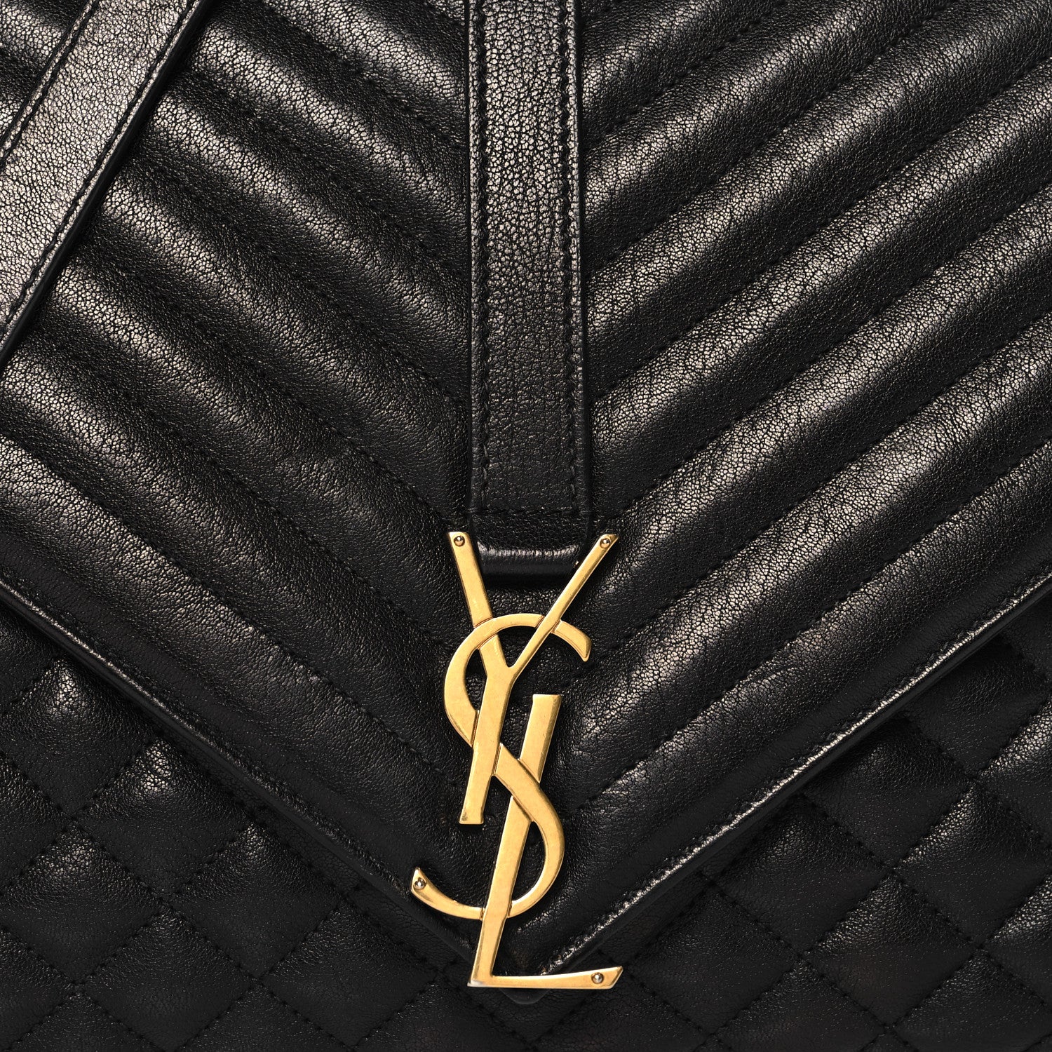 Saint Laurent Goatskin Mixed Matelasse Triquilt Large Monogram Satchel Black 8 of 12