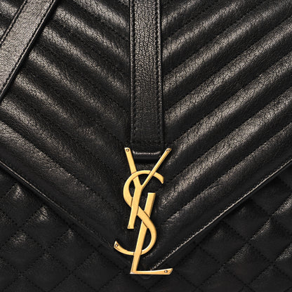 Saint Laurent Goatskin Mixed Matelasse Triquilt Large Monogram Satchel Black 8 of 12