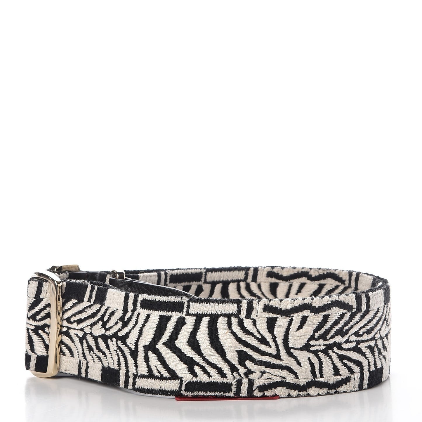Canvas Zebra Embroidered Rockstud Guitar Strap Black White