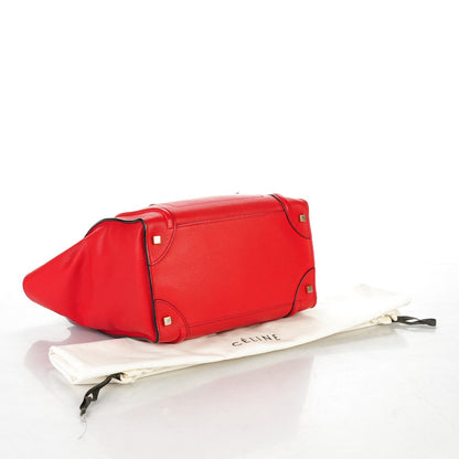 Celine Drummed Calfskin Mini Luggage Coquelicot 4 of 8