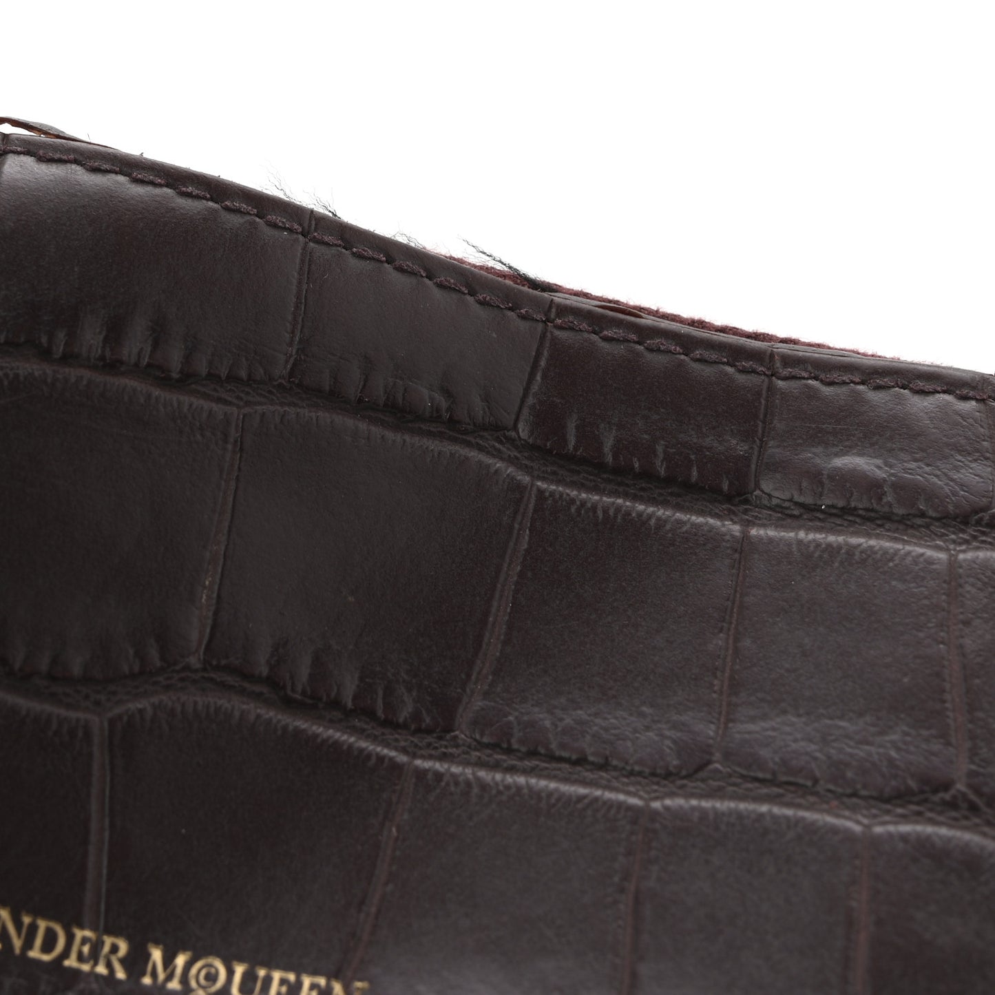 Calfskin Crocodile Embossed Card Holder Wallet Burgundy