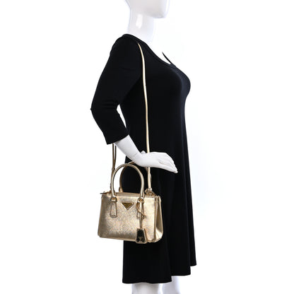 Prada Saffiano Lux Mini Galleria Double Zip Tote Platino 2 of 14