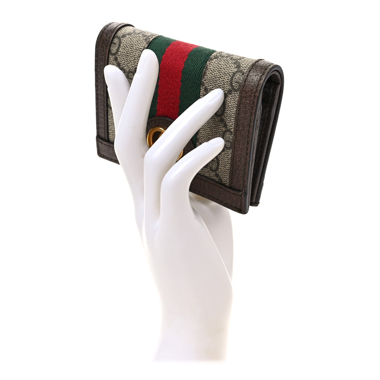 Gucci GG Supreme Monogram Web Ophidia Card Case Beige New Acero 2 of 6
