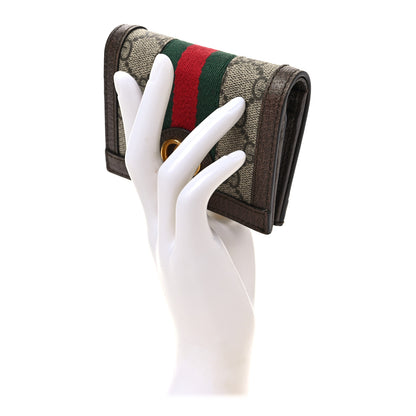 Gucci GG Supreme Monogram Web Ophidia Card Case Beige New Acero 2 of 6