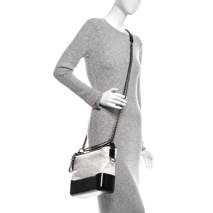 Chanel Calfskin Quilted Medium Gabrielle Hobo Black White 2 of 7