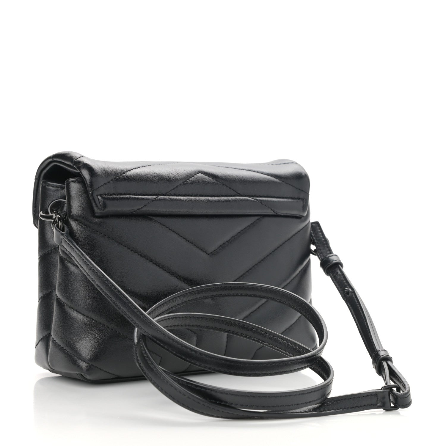 Saint Laurent Calfskin Y Quilted Monogram Toy Loulou Crossbody Bag Black 2 of 12