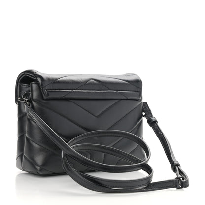 Saint Laurent Calfskin Y Quilted Monogram Toy Loulou Crossbody Bag Black 2 of 12