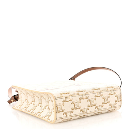 Celine Triomphe Canvas Calfskin Mini Vertical Cabas White 4 of 9