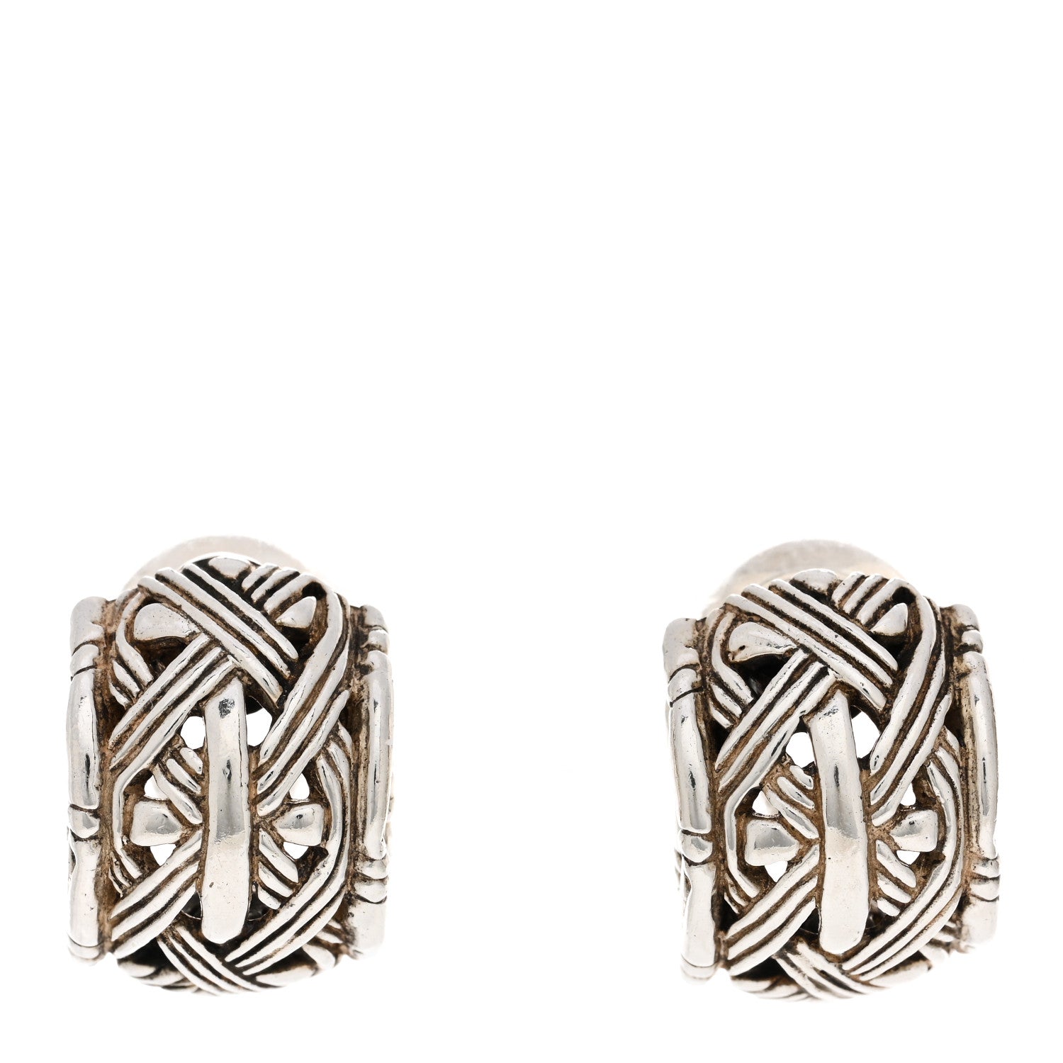 John Hardy Sterling Silver Bamboo Hoop Clip On Earrings 1 of 5