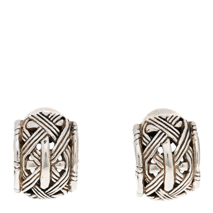 John Hardy Sterling Silver Bamboo Hoop Clip On Earrings 1 of 5
