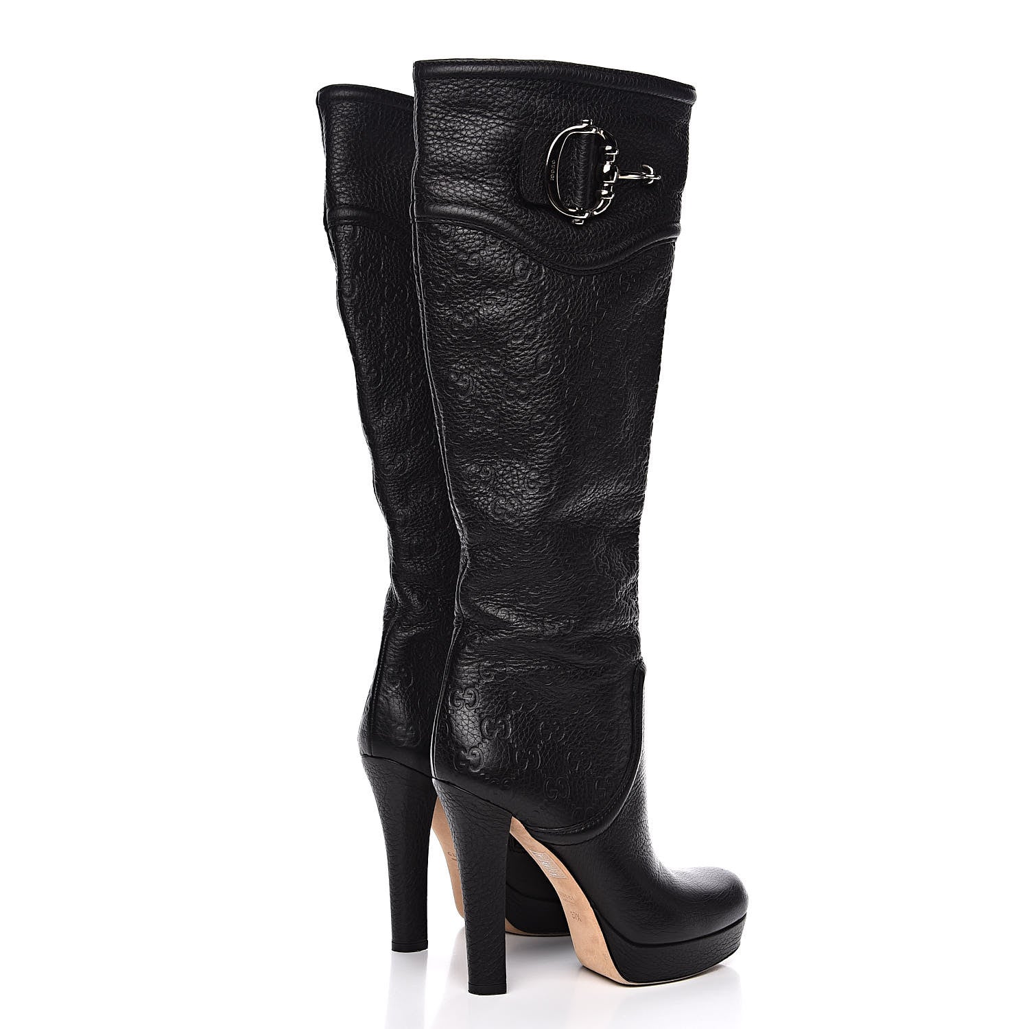 Gucci Guccissima Cellarius Softy GG Knee High Boots 37.5 Black 4 of 6