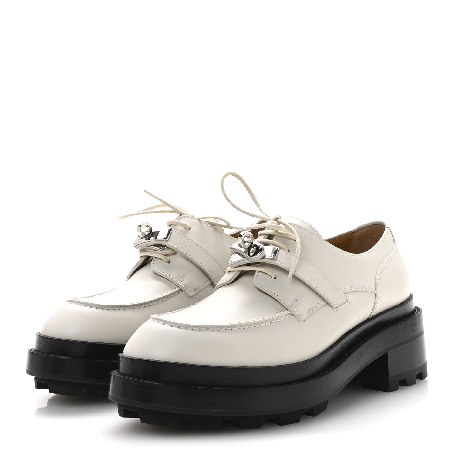 Hermes Glossed Calfskin First Derby 37 Beige Glaise 4 of 9