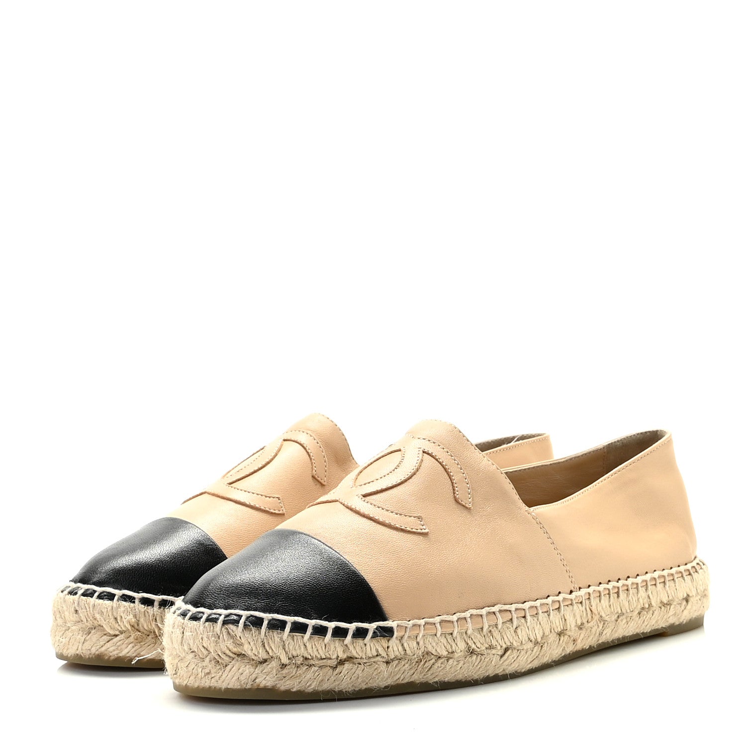 Chanel Lambskin CC Espadrilles 40 Beige Black 11 of 14