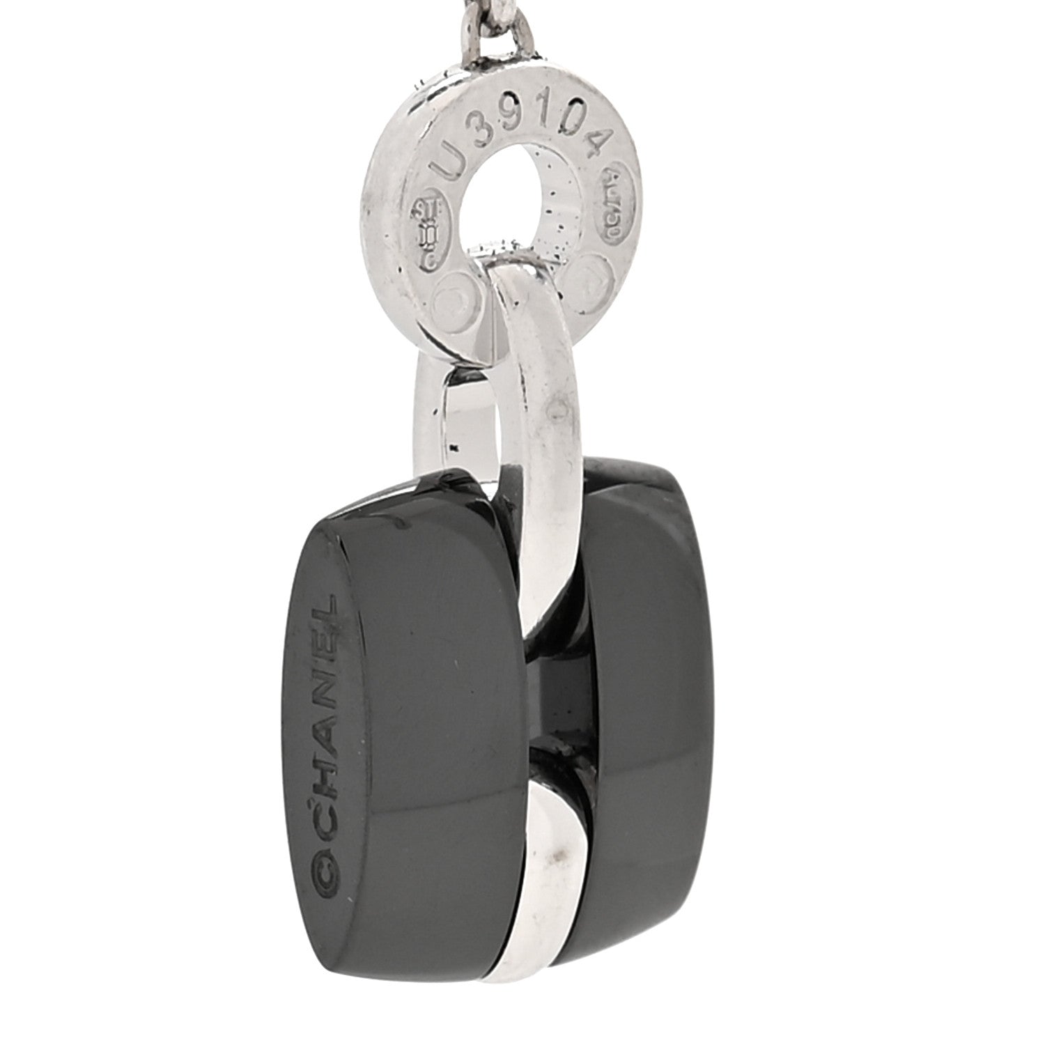 Chanel 18K White Gold Diamond Ceramic Ultra Drop Earrings Black 4 of 4