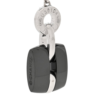 Chanel 18K White Gold Diamond Ceramic Ultra Drop Earrings Black 4 of 4