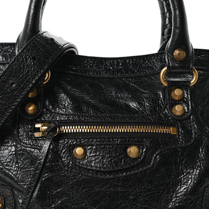 Balenciaga Agneau Arena Gold Hardware Small Le City Black 8 of 10