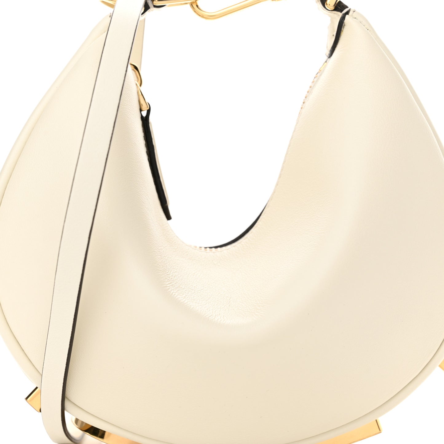 Vitello Grace Matte Mini Fendigraphy Hobo Bag White Ice