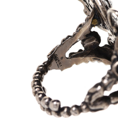 Gucci Metal Crystal Butterfly Studded Ring M Silver 4 of 6