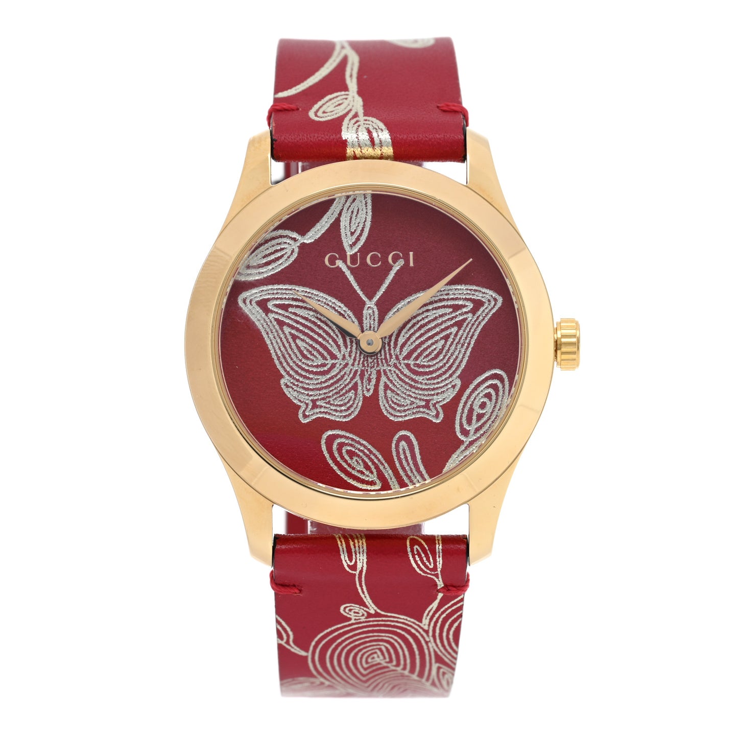Stainless Steel Calfskin 38mm G-Timeless Butterfly Quartz Watch Red