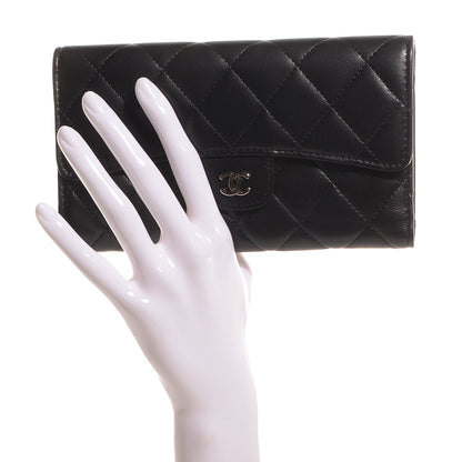 Chanel Lambskin Quilted Large Flap Wallet Black 2 of 8