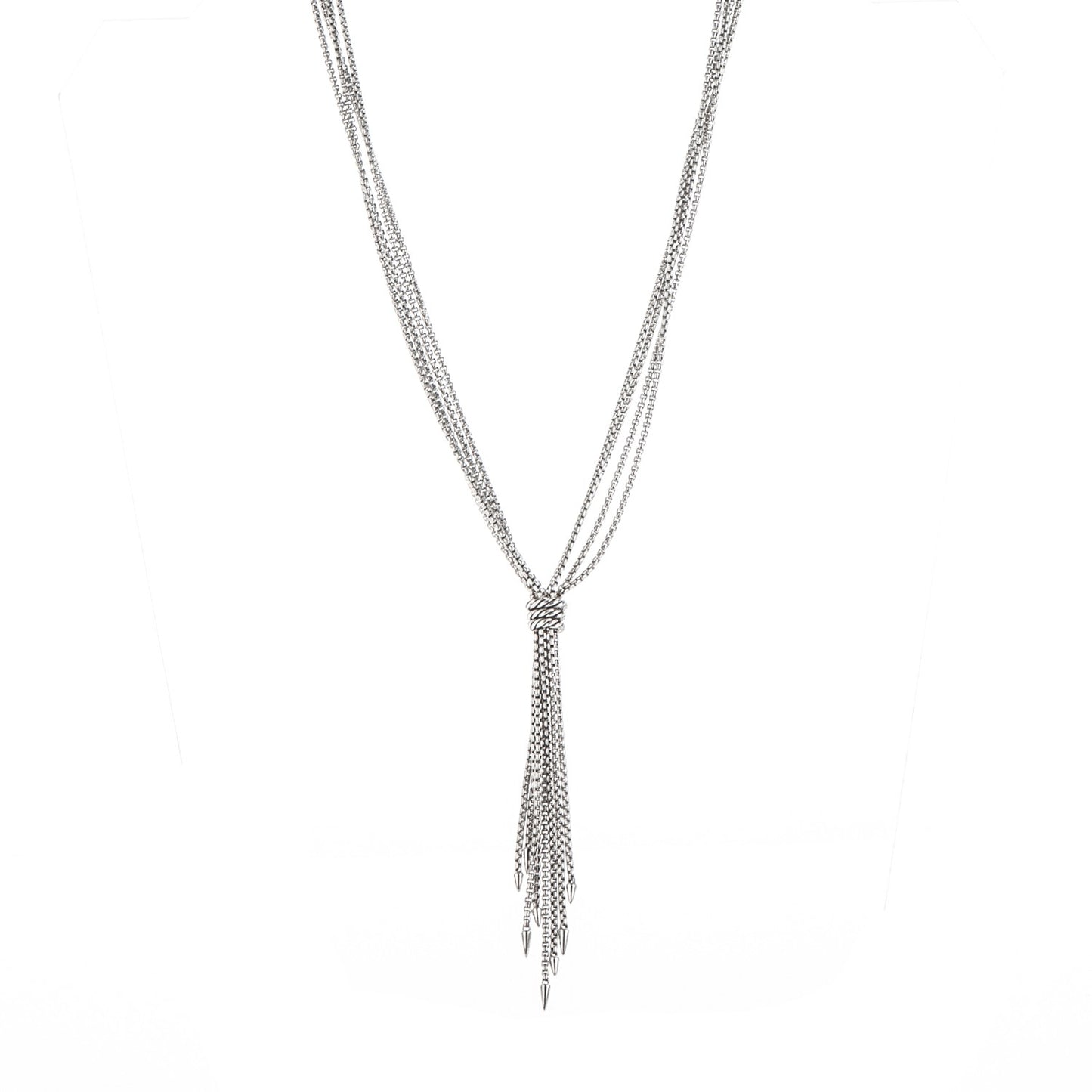 Sterling Silver Pave Diamond Willow Drop Necklace