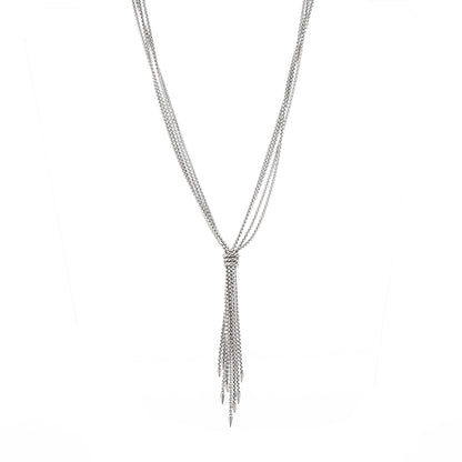 David Yurman Sterling Silver Pave Diamond Willow Drop Necklace 1 of 7