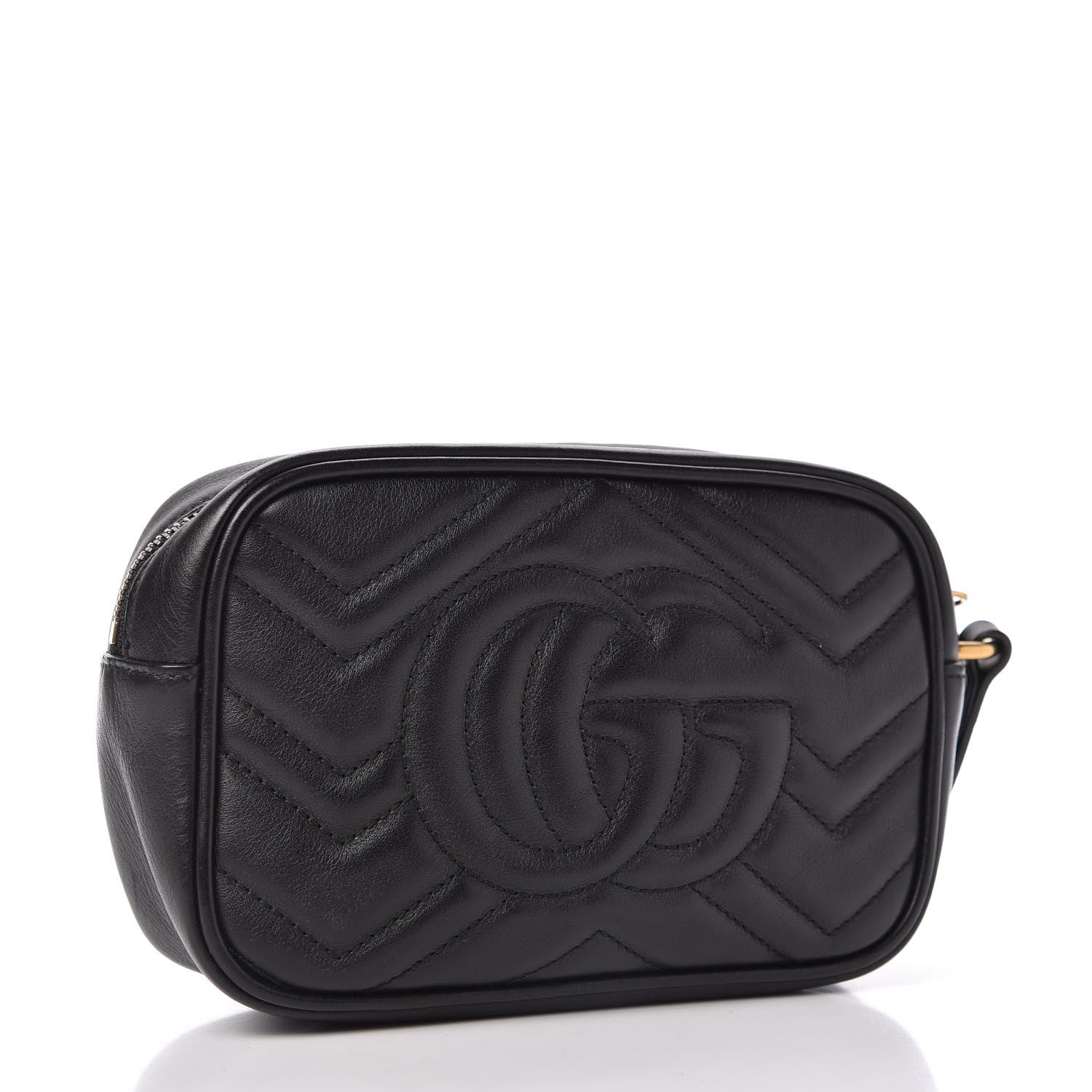 Gucci Calfskin Matelasse Mini GG Marmont Wrist Wallet Black 3 of 10