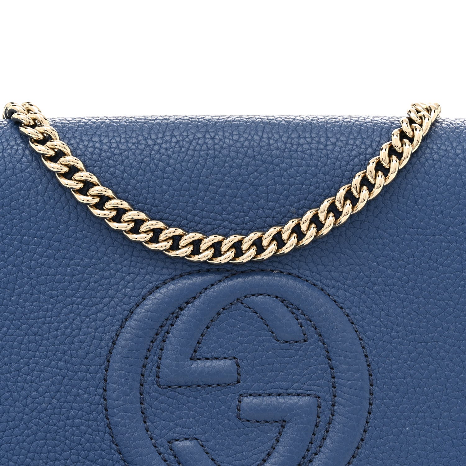 Gucci Pebbled Calfskin Medium Soho Flap Crossbody Caspian 8 of 12